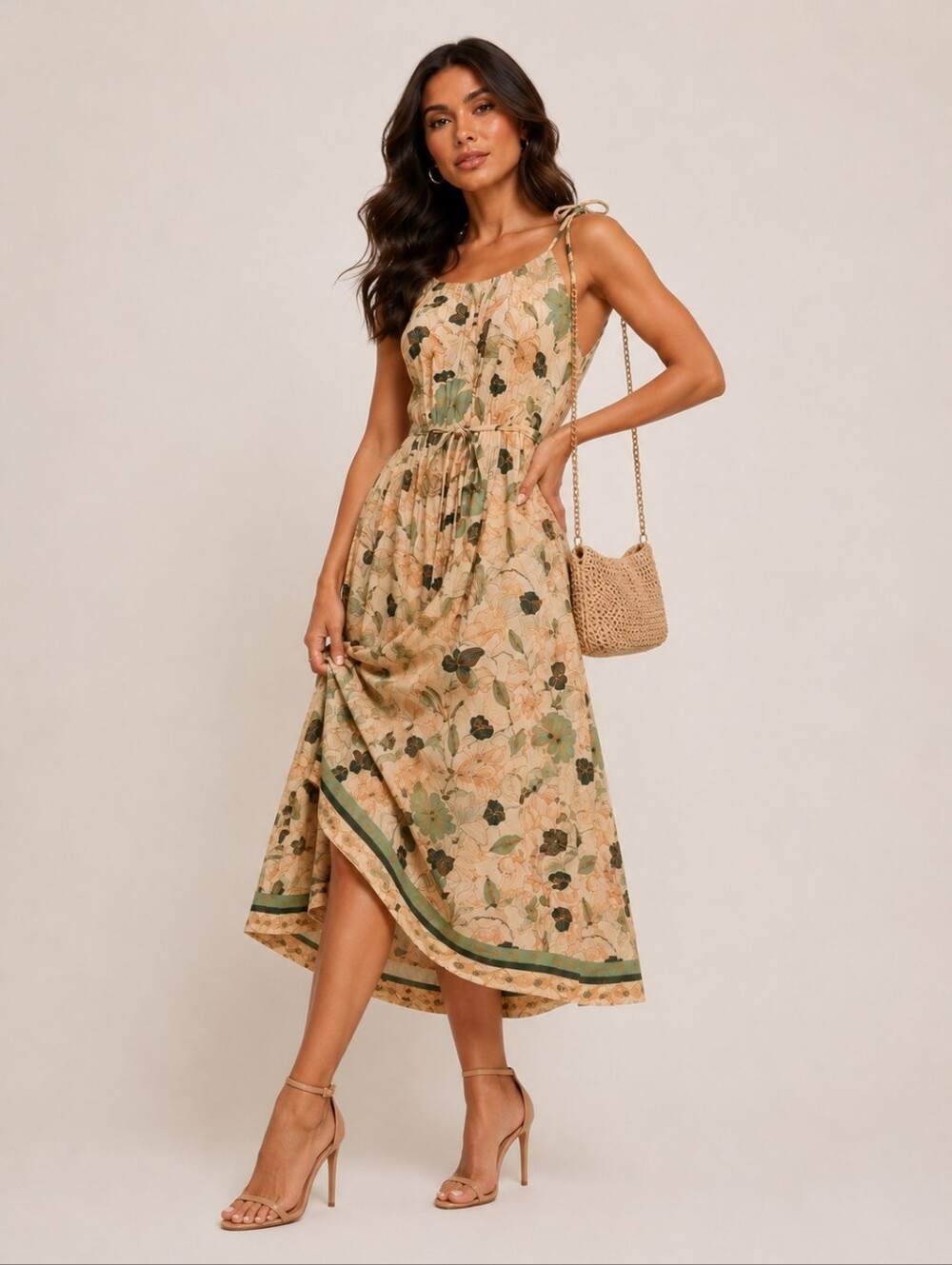 Ulla Johnson Samar printed sleevless ruffle hem midi dress nwot size 10